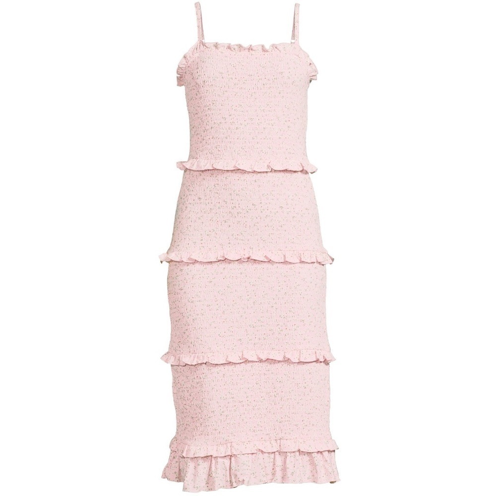 No Boundaries Juniors Fully Smocked Dress with Ruffles